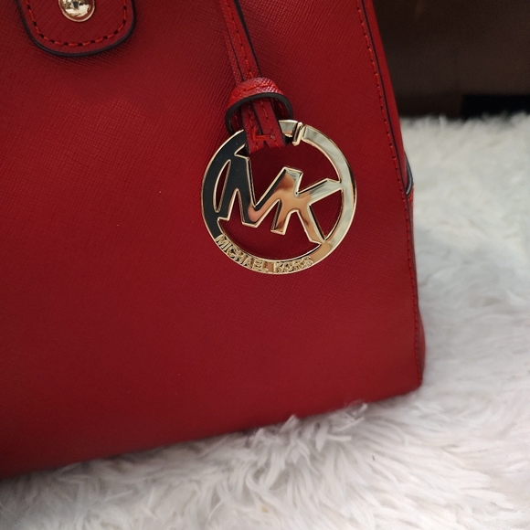MICHAEL KORS Large Saffiano Leather Satchel Red - Picture 13 of 16